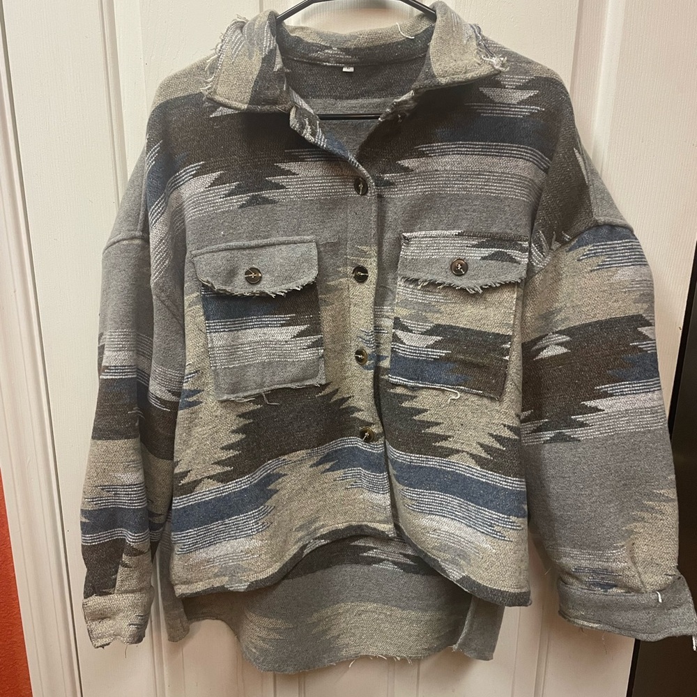 Women's Tribal Aztec Western Shacket Jacket